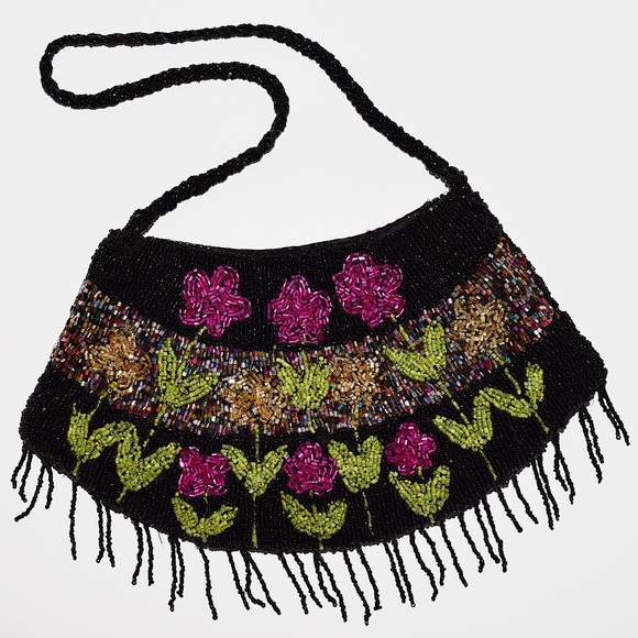 Vintage Handbags - Vintage Floral Beaded Embellished Mini Handbag